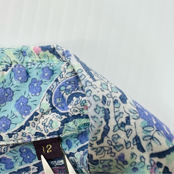 Liberty of London Shirt Sz 12 Blue Paisley Long Sleeve Button - Picture 10 of 12